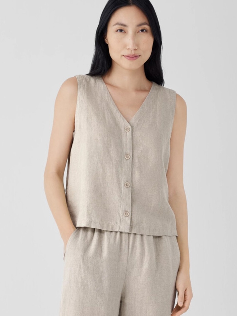 NEW Eileen Fisher Neutral 100% Organic Linen Matching Set XL - Picture 2 of 9